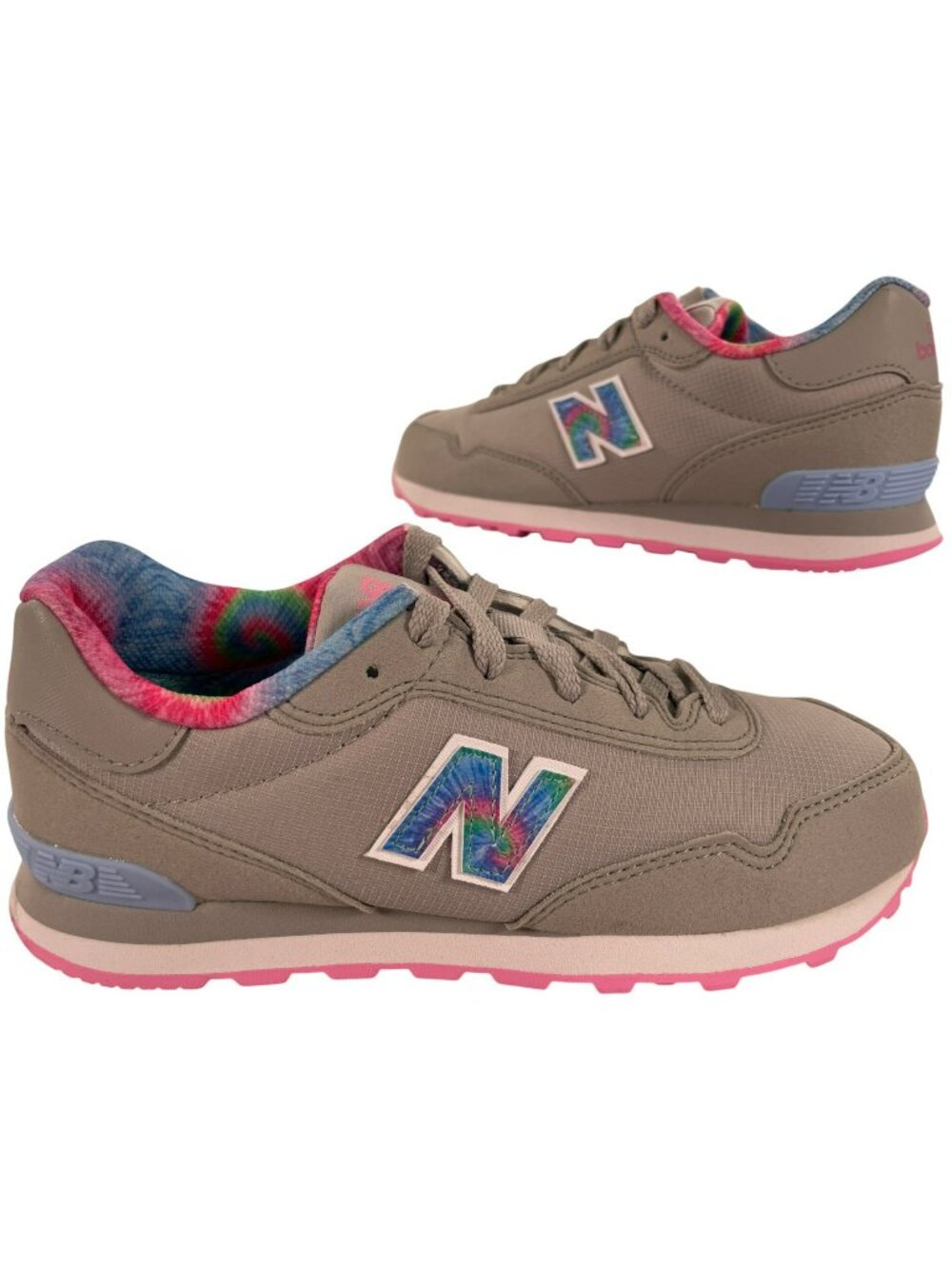 New Balance Shoes 515 Lace Sneakers Tie-Dye Cute Lining Pink Grey Kids Sz 3 NEW